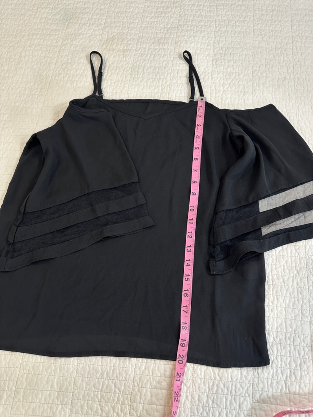 Small Boutique Black Cold-Shoulder Spaghetti Strap Women's Top Rayon Blend - Picture 5 of 5